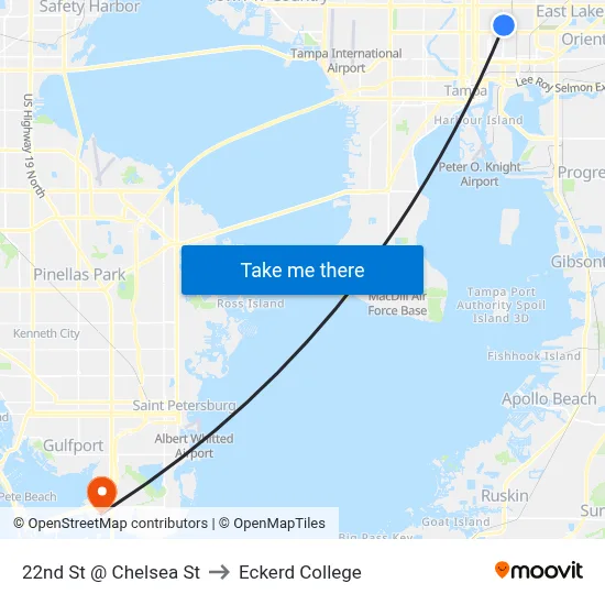 22nd St @ Chelsea St to Eckerd College map