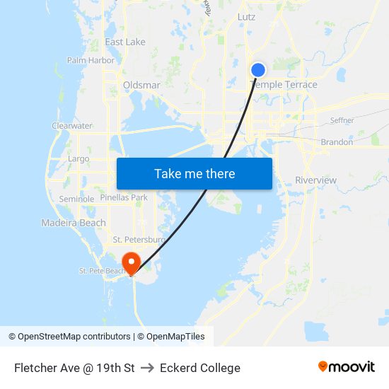 Fletcher Ave @ 19th St to Eckerd College map