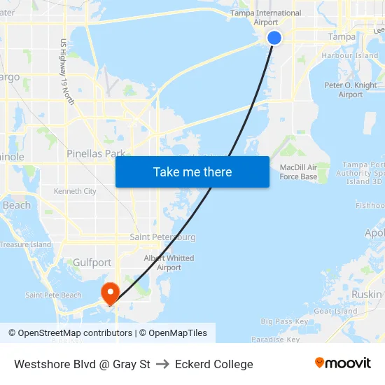 Westshore Blvd @ Gray St to Eckerd College map
