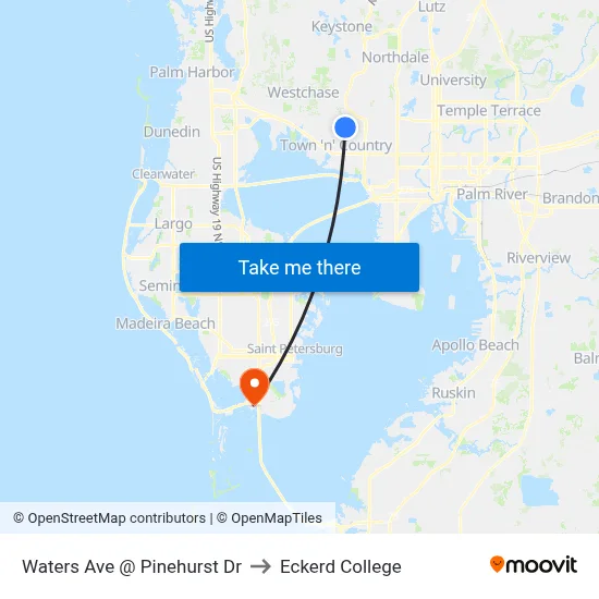 Waters Ave @ Pinehurst Dr to Eckerd College map
