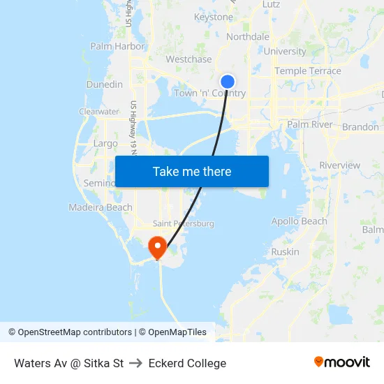 Waters Av @ Sitka St to Eckerd College map