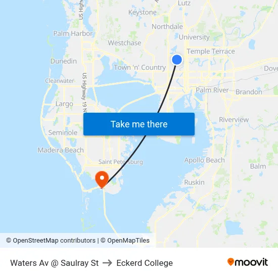 Waters Av @ Saulray St to Eckerd College map