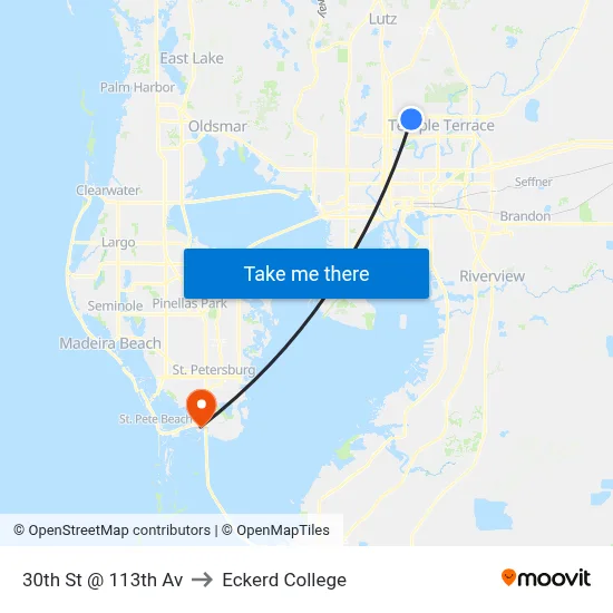 30th St @ 113th Av to Eckerd College map