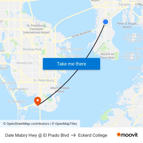 Dale Mabry Hwy @ El Prado Blvd to Eckerd College map
