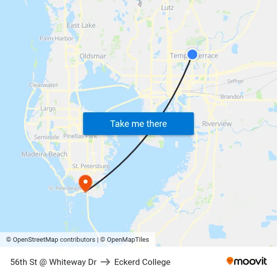 56th St @ Whiteway Dr to Eckerd College map