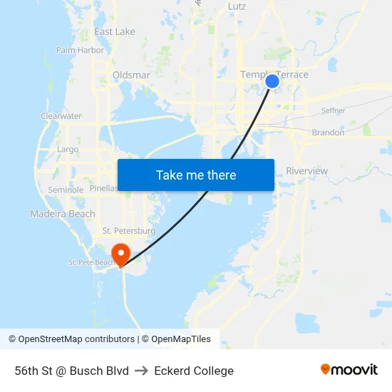 56th St @ Busch Blvd to Eckerd College map