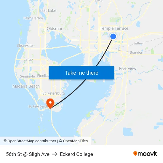 56th St @ Sligh Ave to Eckerd College map