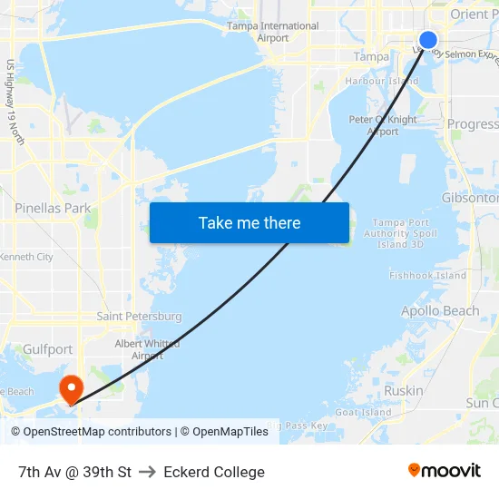 7th Av @ 39th St to Eckerd College map