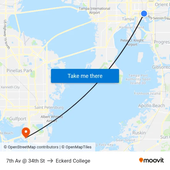 7th Av @ 34th St to Eckerd College map