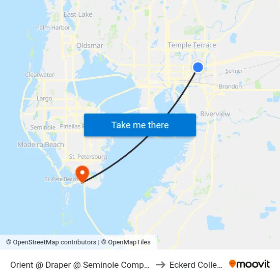 Orient @ Draper  @ Seminole Complex to Eckerd College map
