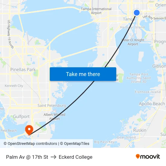 Palm Av @ 17th St to Eckerd College map