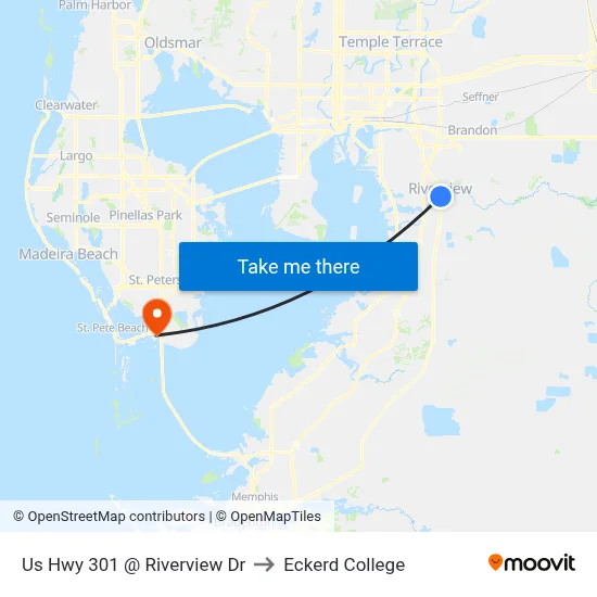 Us Hwy 301 @ Riverview Dr to Eckerd College map