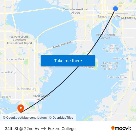 34th St @ 22nd Av to Eckerd College map