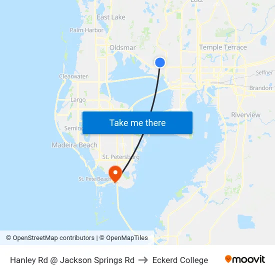 Hanley Rd @ Jackson Springs Rd to Eckerd College map