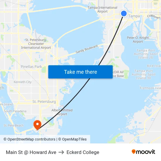 Main St @ Howard Ave to Eckerd College map