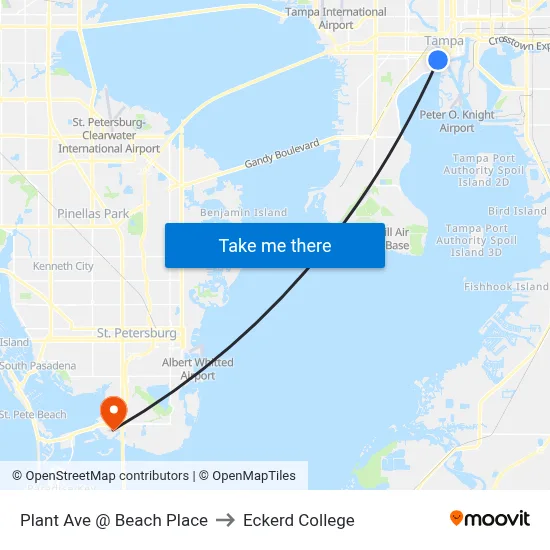 Plant Ave @ Beach Place to Eckerd College map
