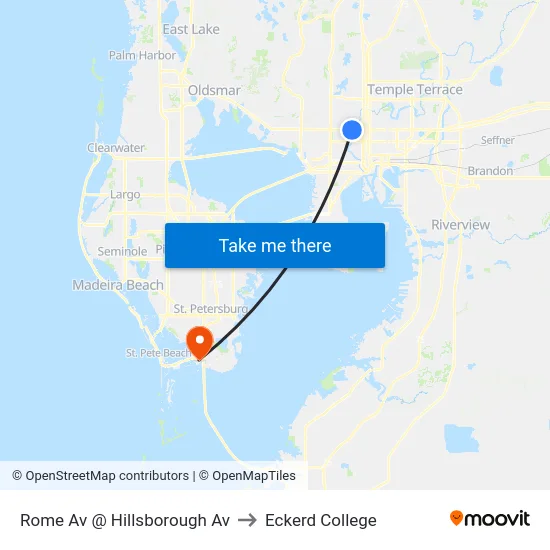 Rome Av @ Hillsborough Av to Eckerd College map