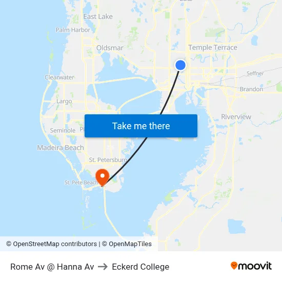 Rome Av @ Hanna Av to Eckerd College map