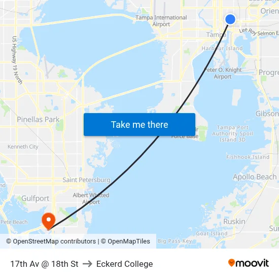 17th Av @ 18th St to Eckerd College map