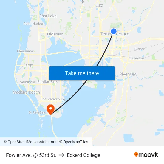 Fowler Ave. @ 53rd St. to Eckerd College map