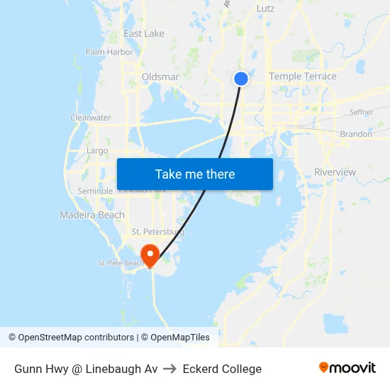 Gunn Hwy @ Linebaugh Av to Eckerd College map