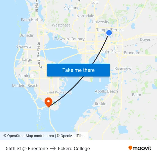 56th St @ Firestone to Eckerd College map