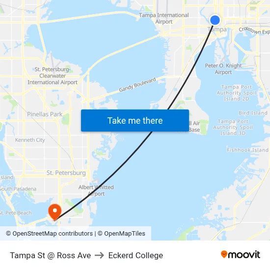 Tampa St @ Ross Ave to Eckerd College map
