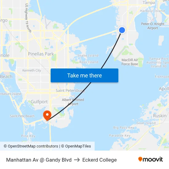 Manhattan Av @ Gandy Blvd to Eckerd College map