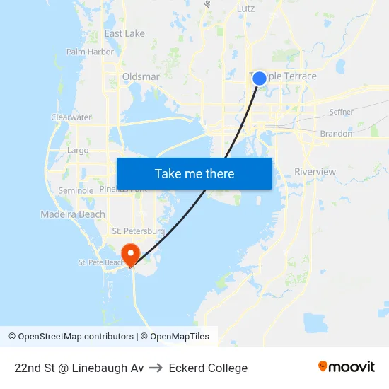 22nd St @ Linebaugh Av to Eckerd College map