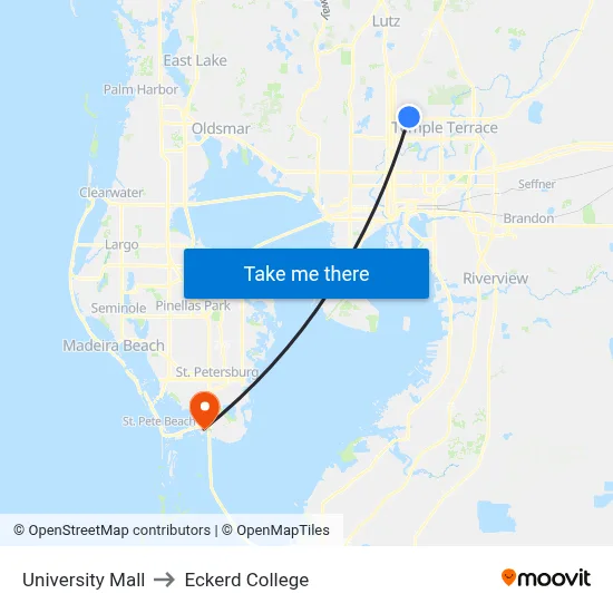 University Mall to Eckerd College map