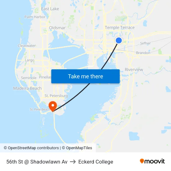 56th St @ Shadowlawn Av to Eckerd College map