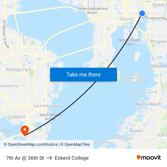 7th Av @ 36th St to Eckerd College map