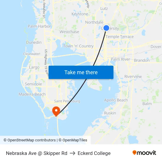 Nebraska Ave @ Skipper Rd to Eckerd College map