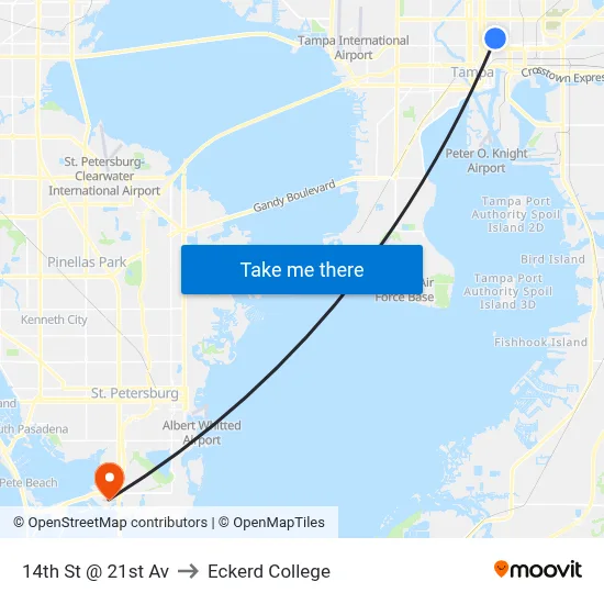 14th St @ 21st Av to Eckerd College map