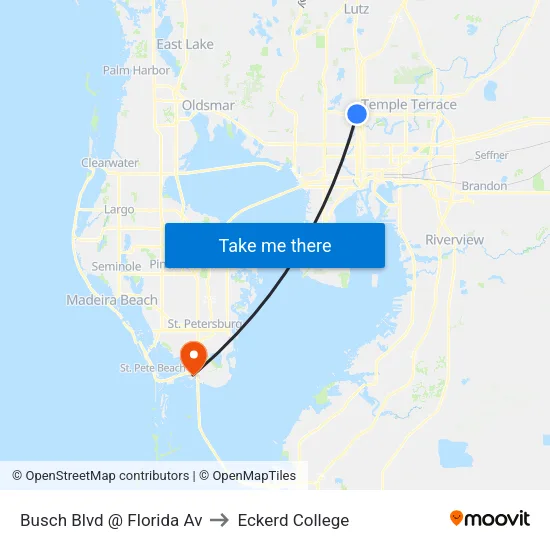 Busch Blvd @ Florida Av to Eckerd College map