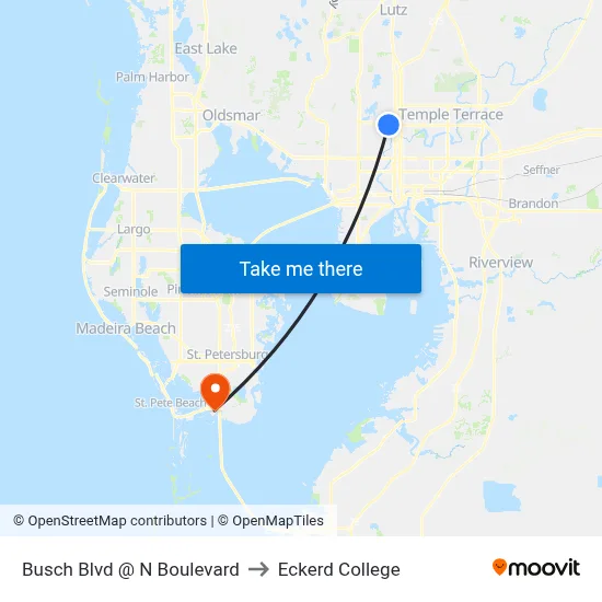 Busch Blvd @ N Boulevard to Eckerd College map