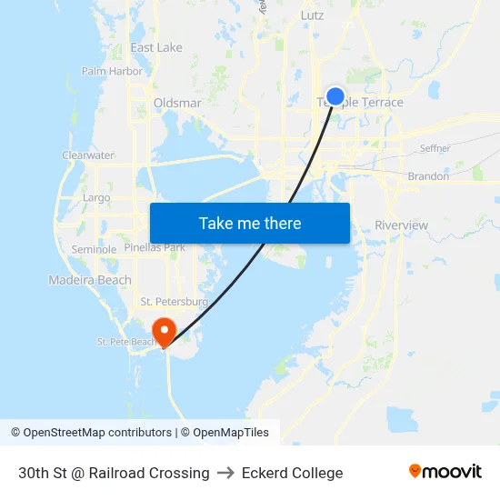30th St @ Railroad Crossing to Eckerd College map