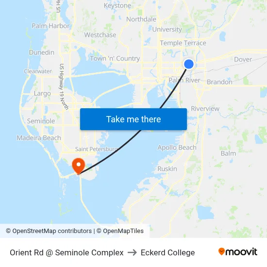 Orient Rd @ Seminole Complex to Eckerd College map