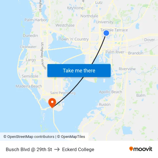 Busch Blvd @ 29th St to Eckerd College map