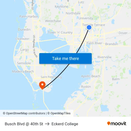 Busch Blvd @ 40th St to Eckerd College map