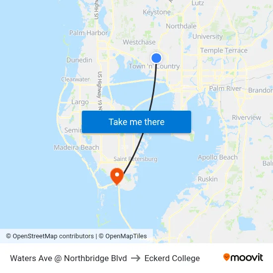 Waters Ave @ Northbridge Blvd to Eckerd College map