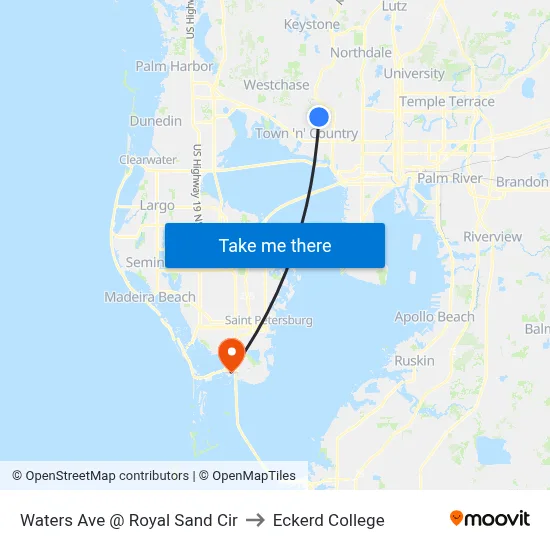 Waters Ave @ Royal Sand Cir to Eckerd College map