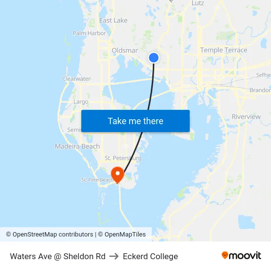 Waters Ave @ Sheldon Rd to Eckerd College map