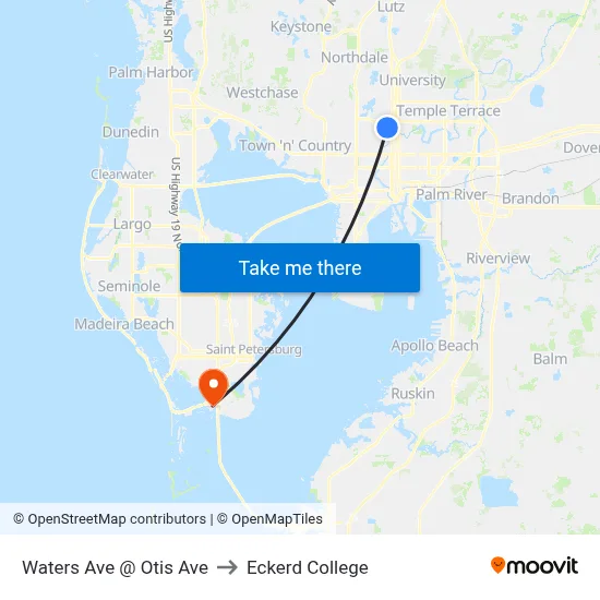 Waters Ave @ Otis Ave to Eckerd College map