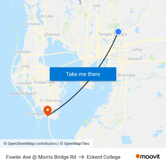Fowler Ave @ Morris Bridge Rd to Eckerd College map