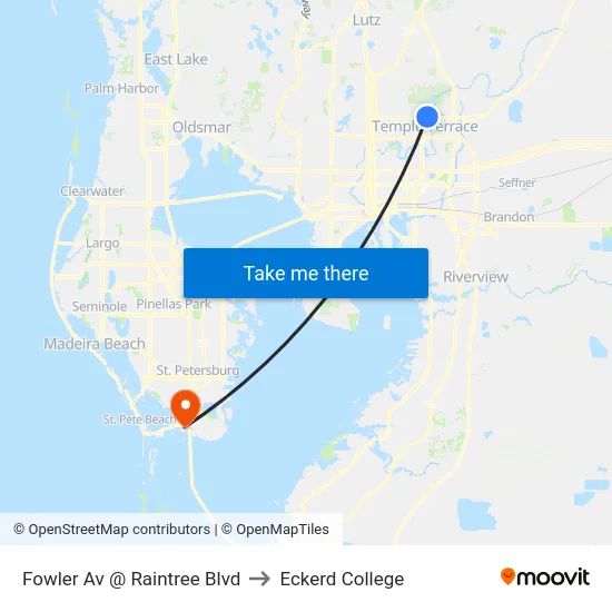 Fowler Av @ Raintree Blvd to Eckerd College map