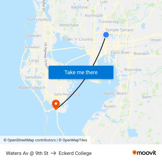 Waters Av @ 9th St to Eckerd College map