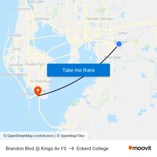 Brandon Blvd @ Kings Av FS to Eckerd College map