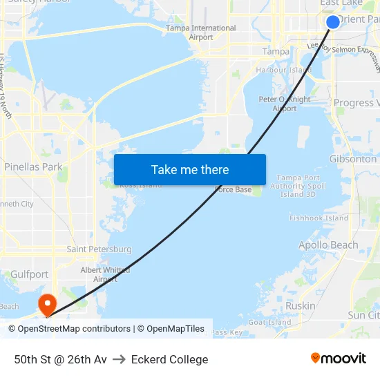 50th St @ 26th Av to Eckerd College map