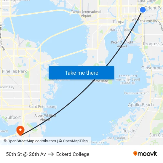 50th St @ 26th Av to Eckerd College map